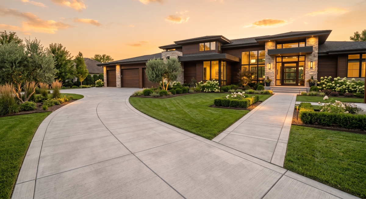Concrete driveway and walkway installation in Dallas TX — Prestige Landscape and Design