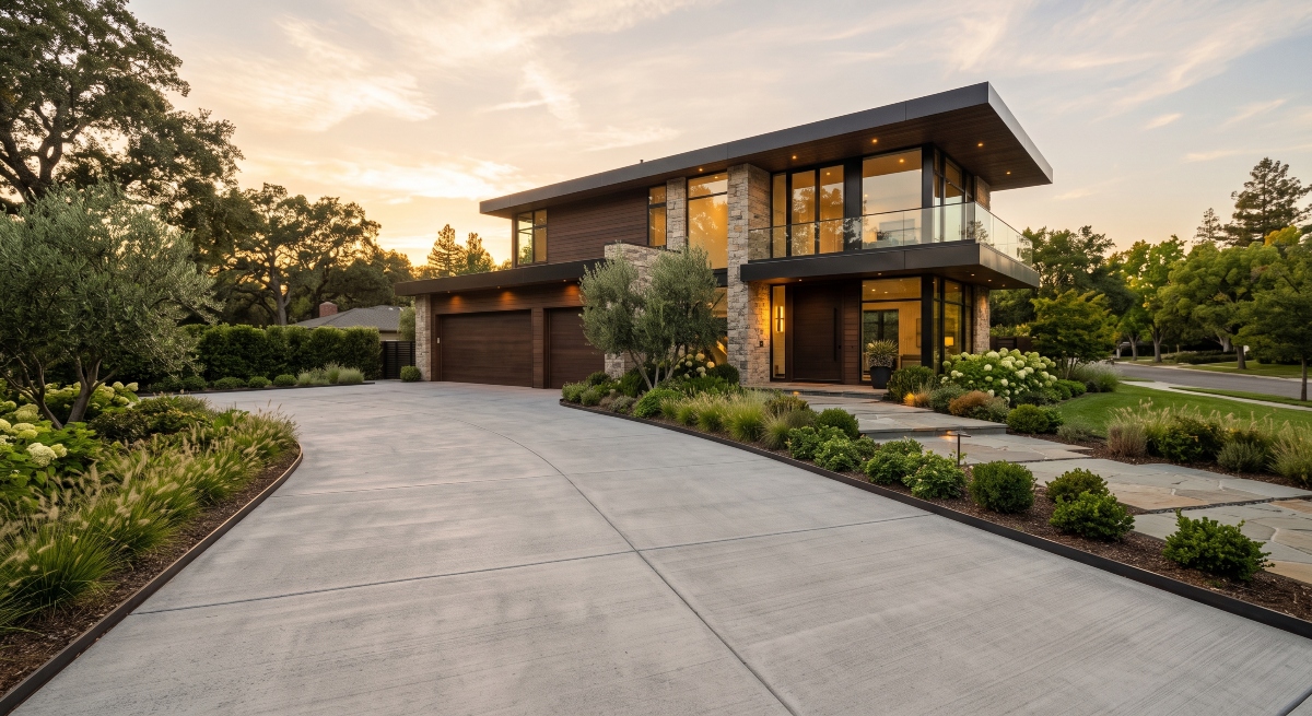 Concrete contractors in Dallas TX — reinforced concrete driveway installation by Prestige Landscape