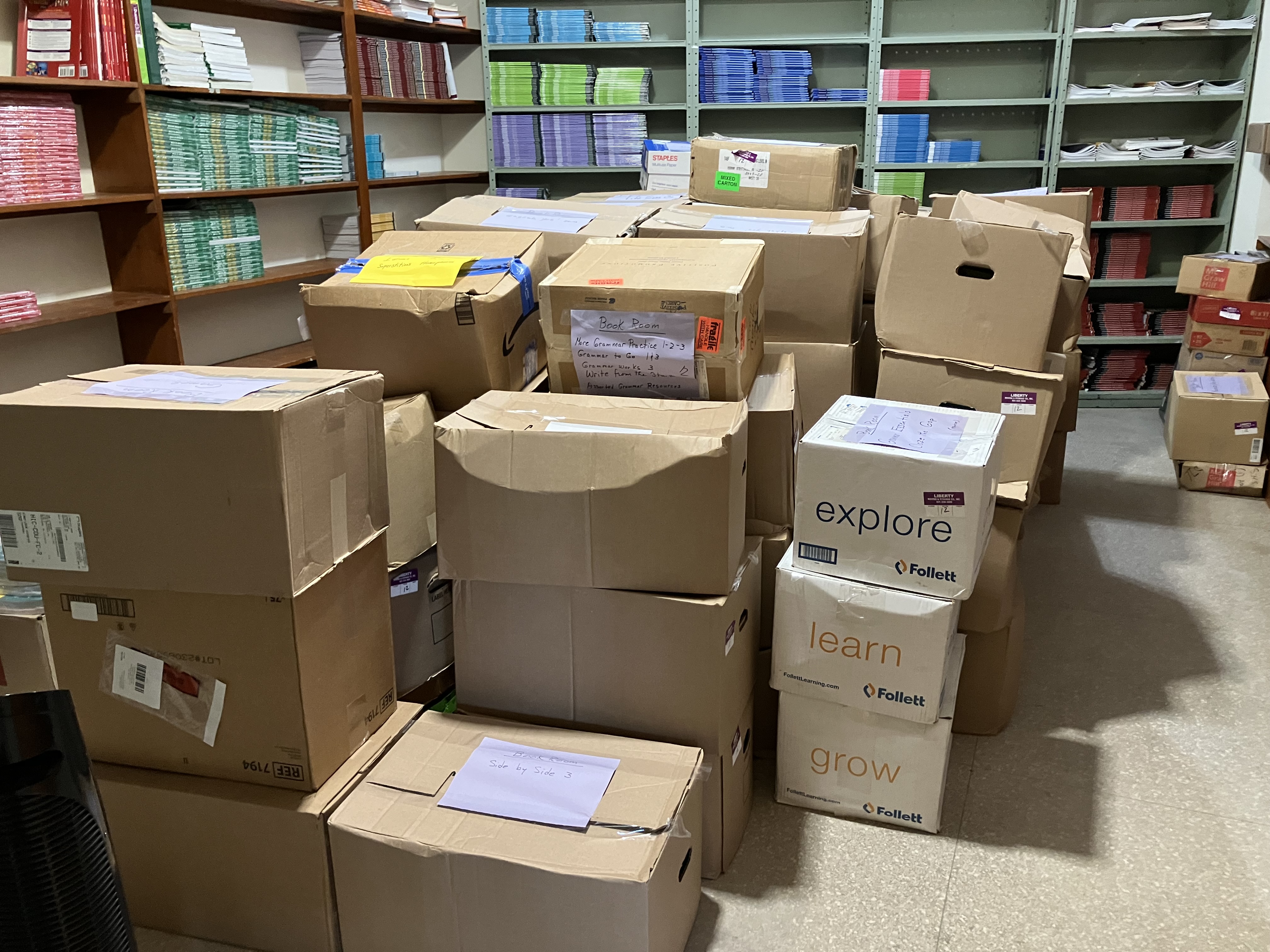 The boxes - all packed and ready to move to the new location. 