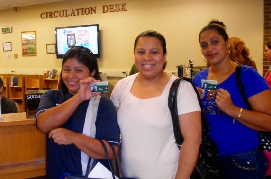 Students at the Circulation Desk. 