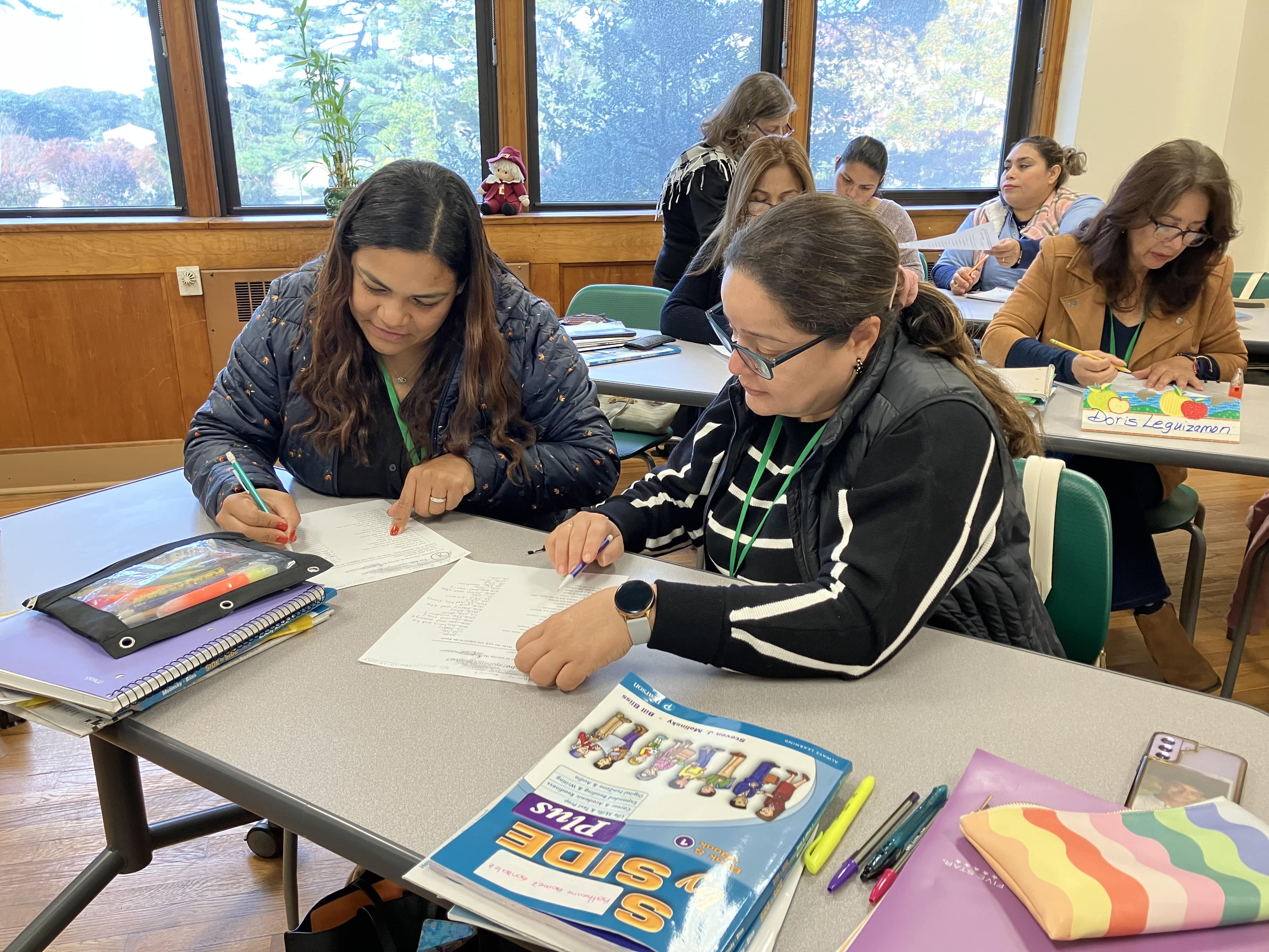 Students in the classroom are studying from the books. 