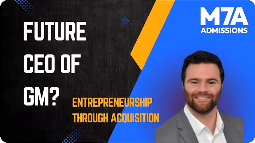 A man in a suit and tie is smiling and asking, "Why entrepreneurship through acquisition?"