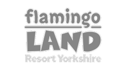 Black and white logo for Flamingo Land Resort in Yorkshire