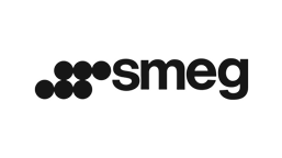 Smeg logo with black circles and text on white background