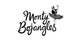 Monty Bojangles logo with stylized text and a dancing figure