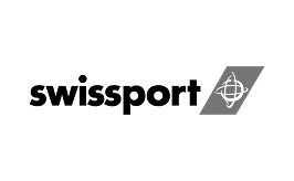 Swissport logo in black and white with company emblem