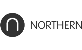 Northern logo with stylized letter N in a circular black design