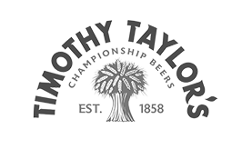 Timothy Taylor's brewery logo with wheat sheaf, established 1858