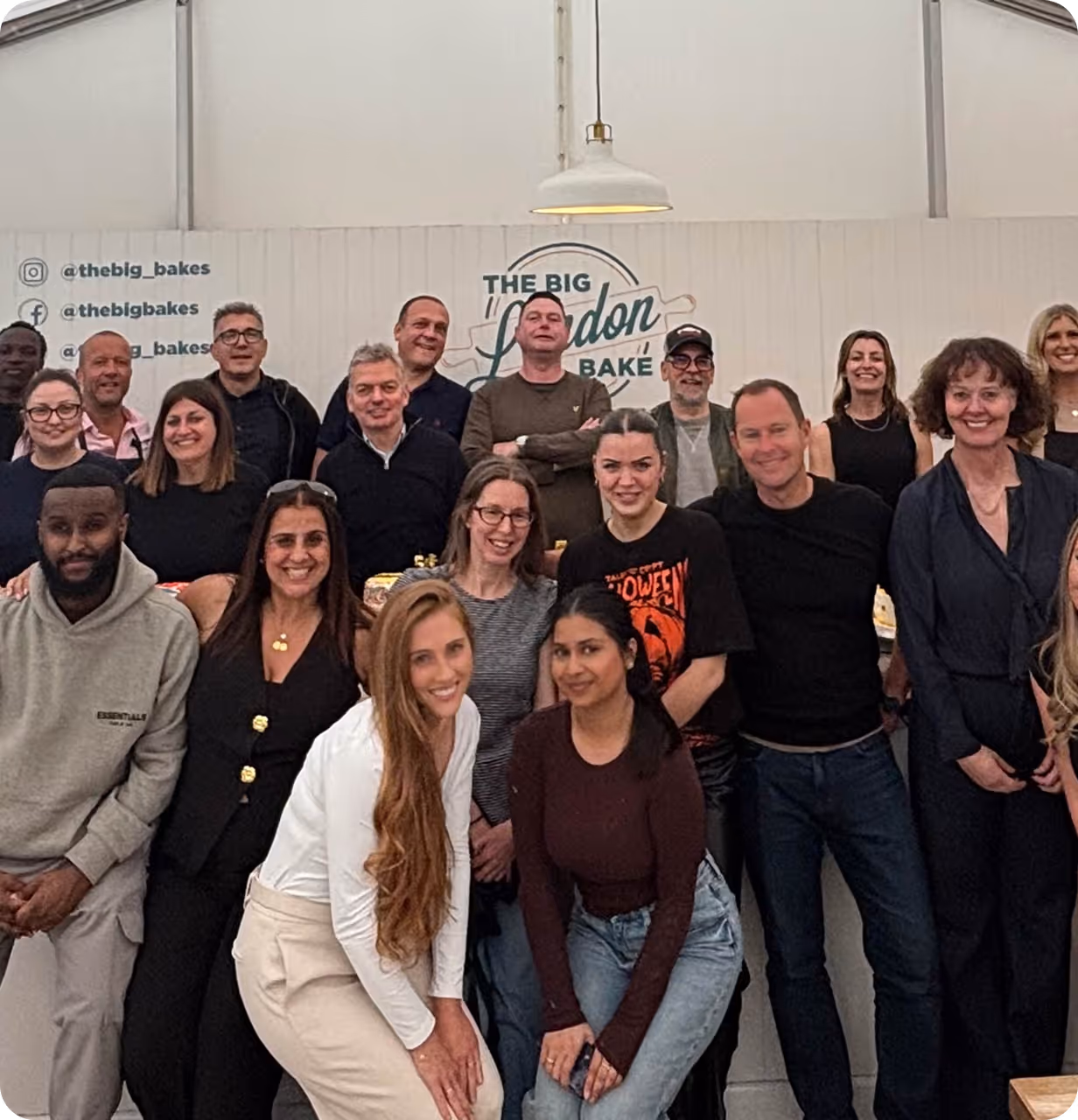 Group photo of The Big London Bake team with diverse staff members
