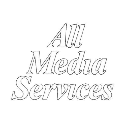 All Media Services logo in outline white lettering