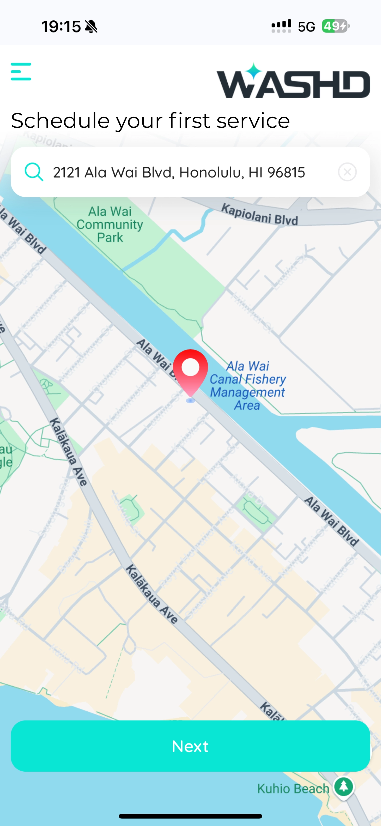 Select your mobile detailing service in the WASHD app