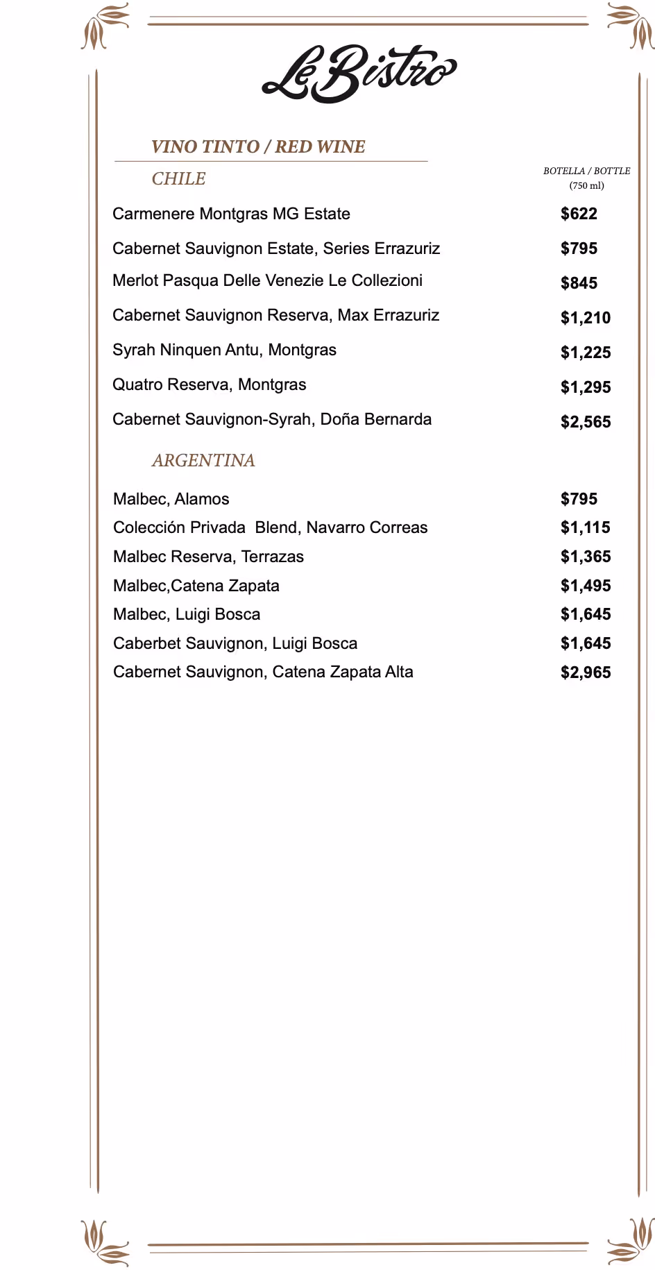 Wine menu page 5