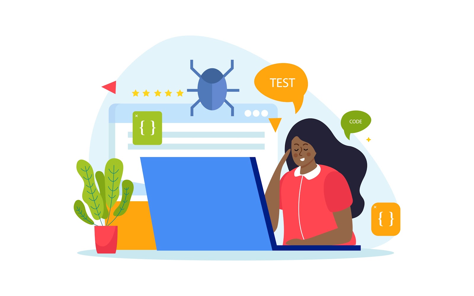 Tester reviewing app work for bugs during mobile app testing checklist.