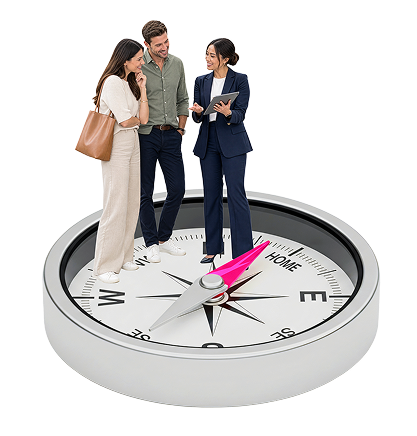 Clients and broker on a compass