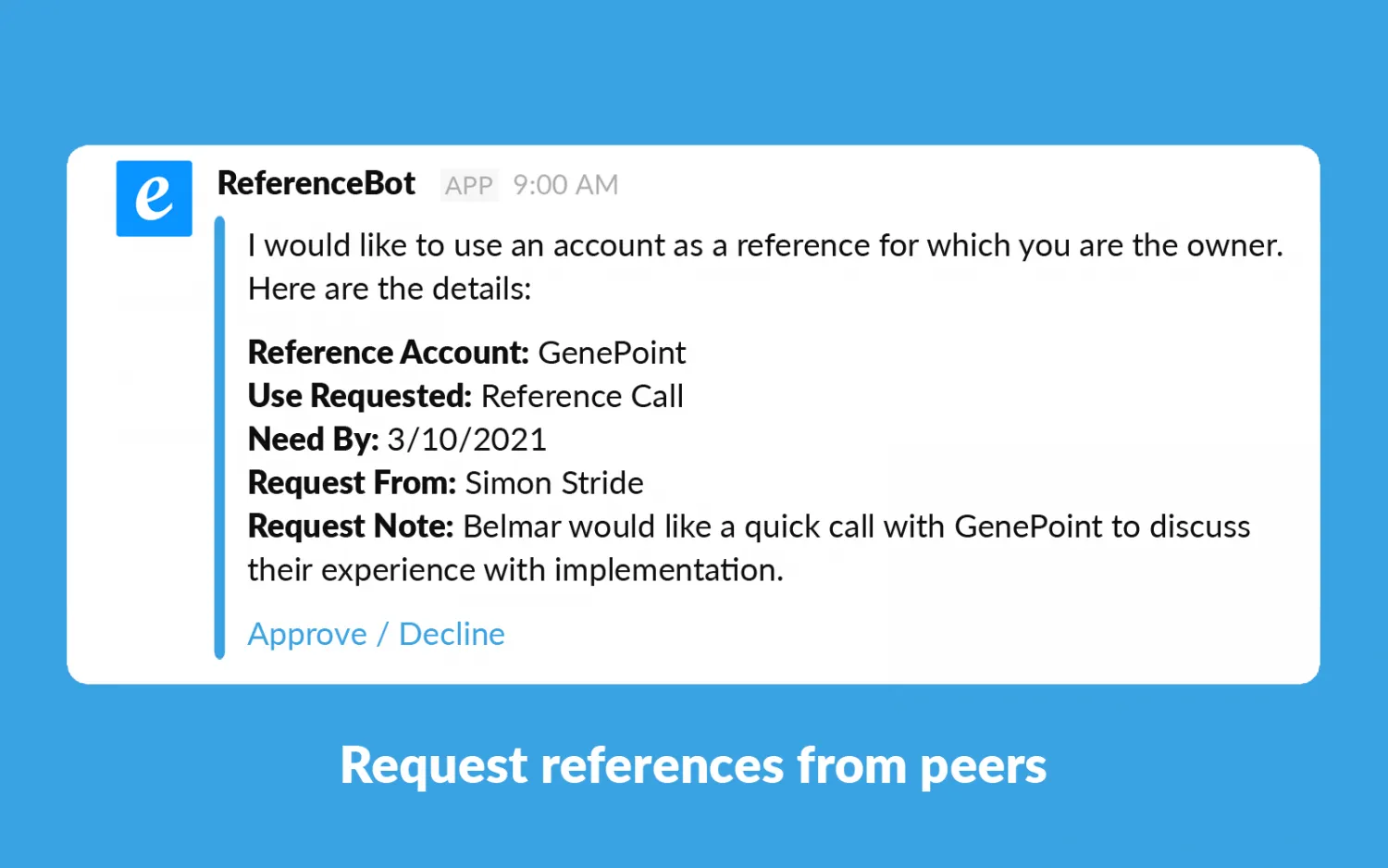 Request references from peers
