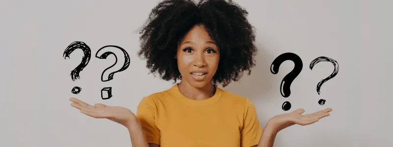 Woman shrugging with large question marks above hands, asking why stakeholders ignore advocacy programs.