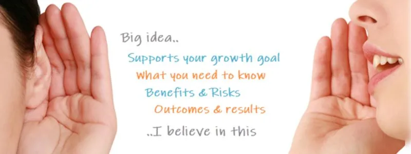 One person with hand cupped around mouth, other hand around ear, illustrating the secret to talking to the C-suite.