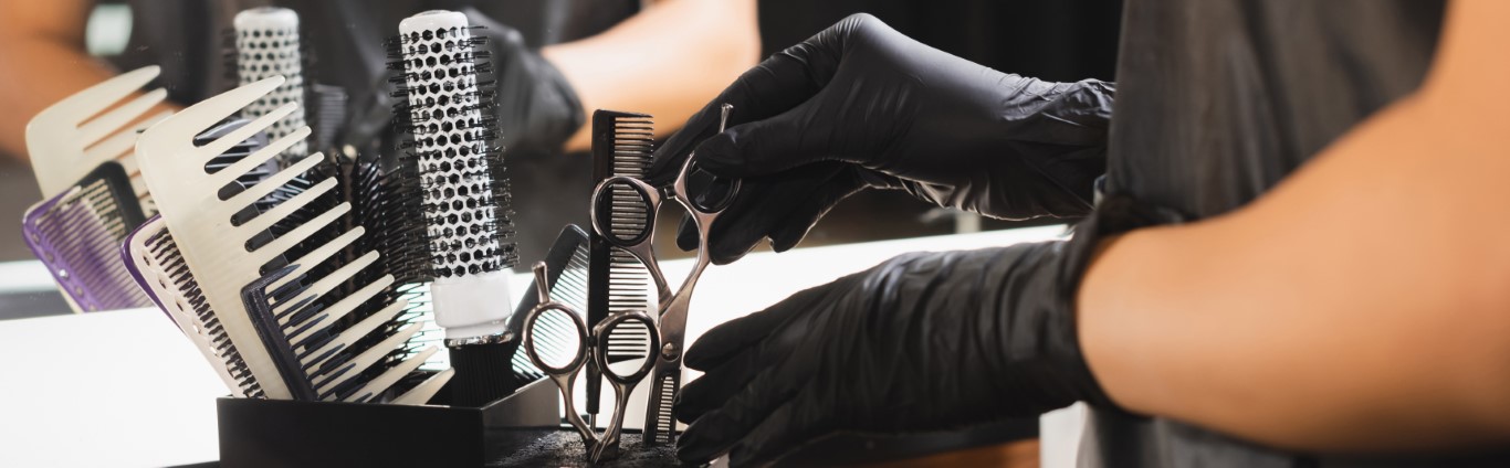Salon stylist working with residents at a senior nursing home