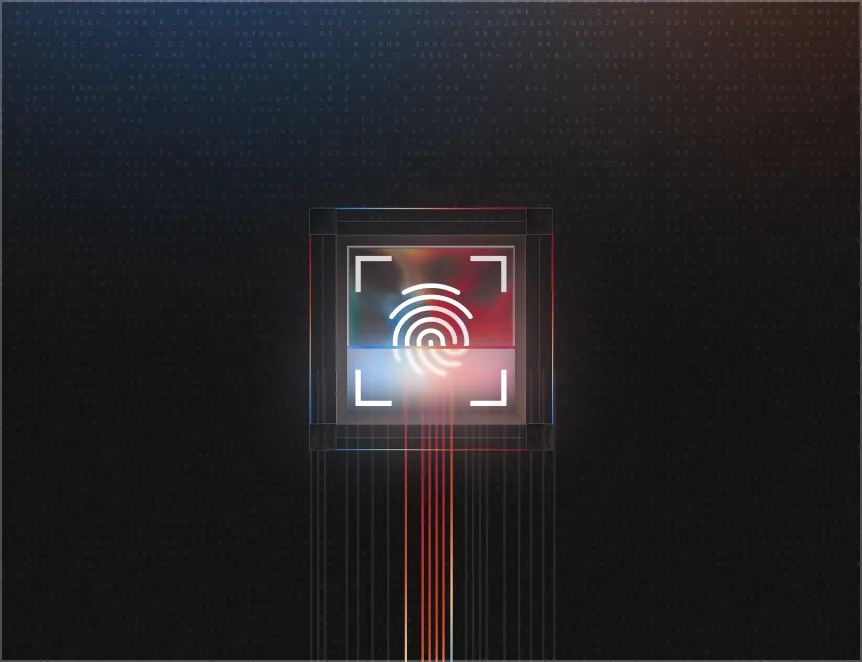 A picture of an electronic device with a fingerprint on it.