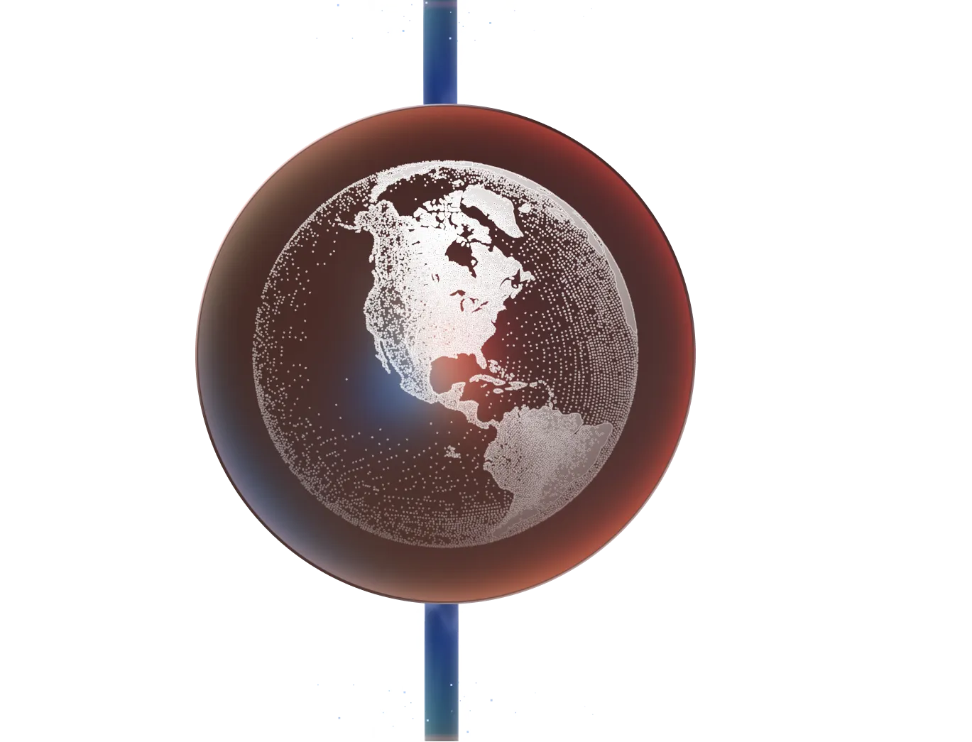 A picture of the earth with a cross in the middle globe