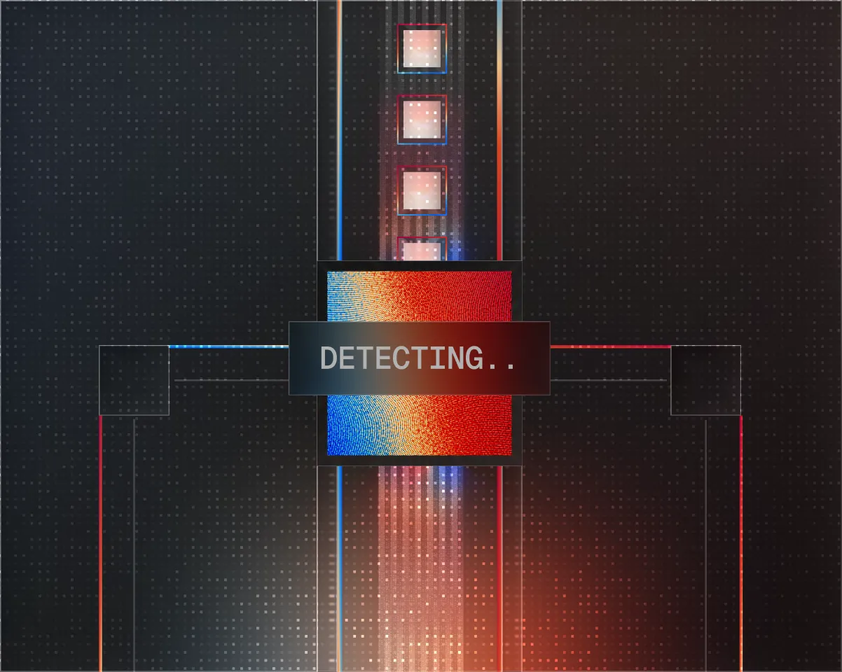A black background with a red and blue sign.