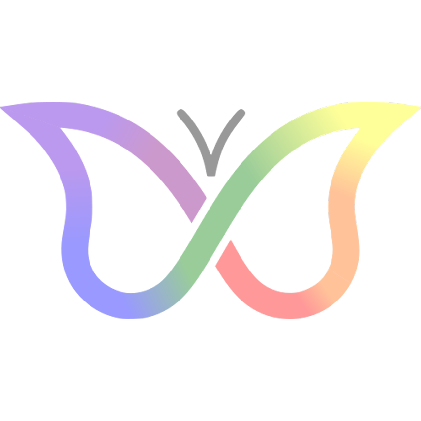 Colorful butterfly-style icon representing ADHD awareness and neurodiversity.