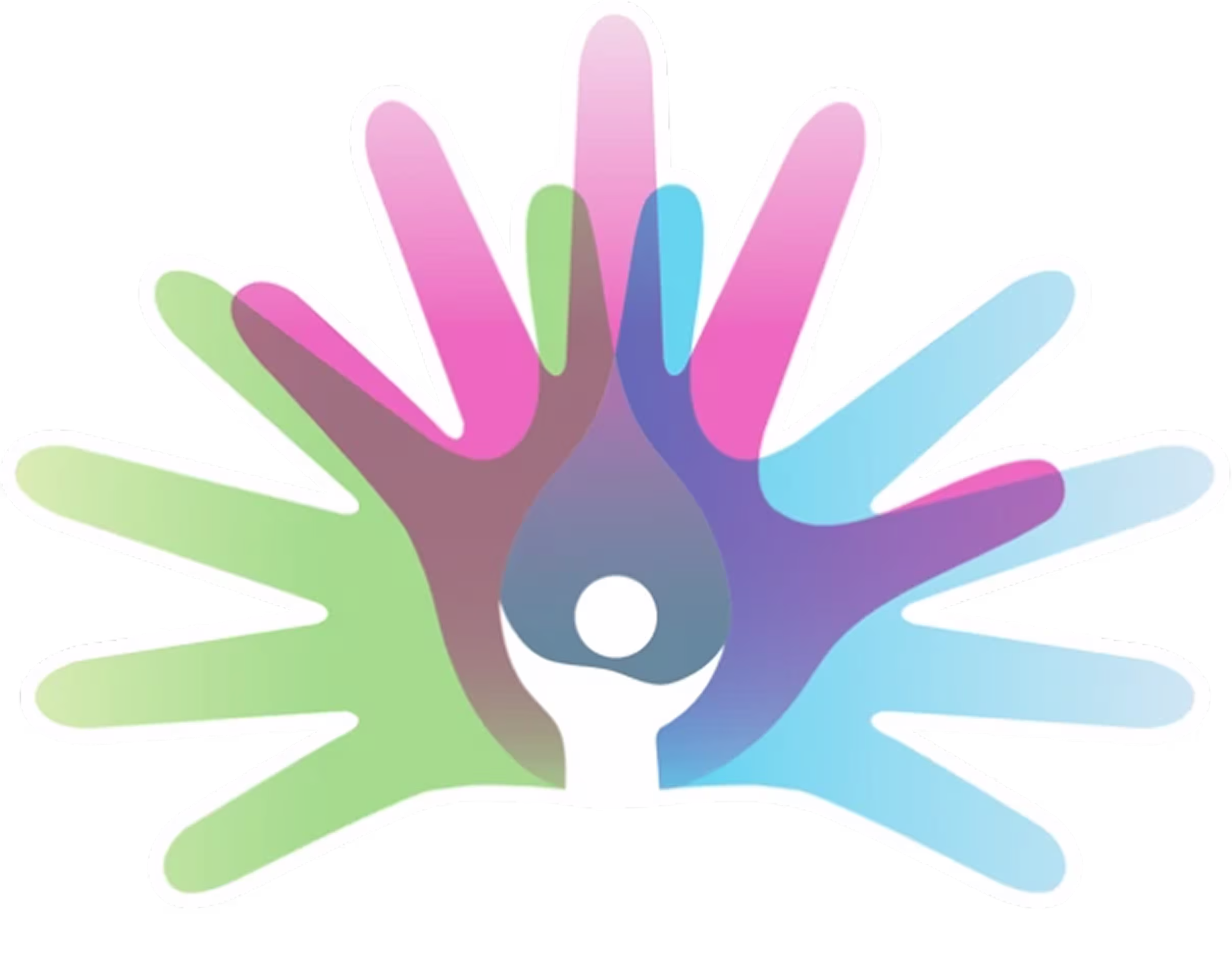 Colorful hands graphic representing inclusion, support, and special needs awareness.