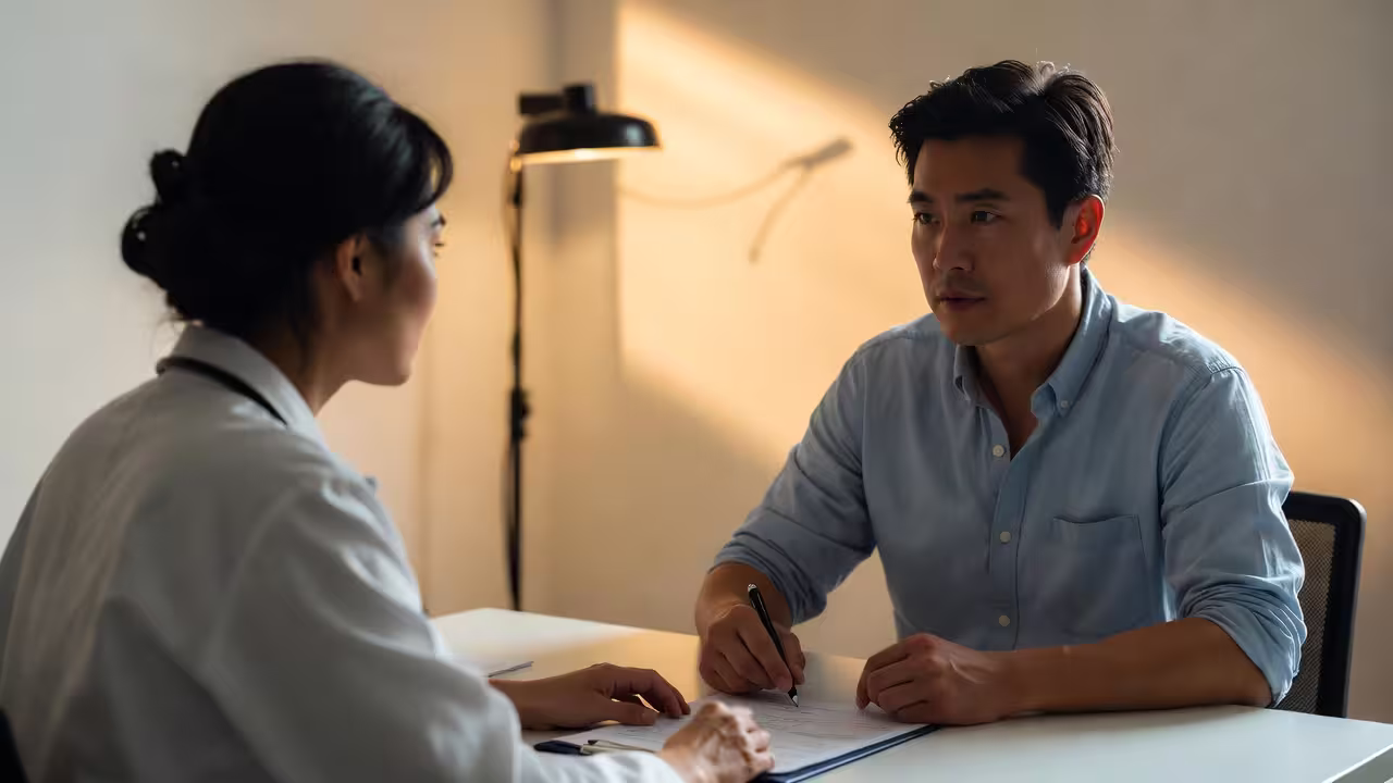 Parent showing documented behavior patterns to doctor during appointment to improve diagnosis and treatment decisions
