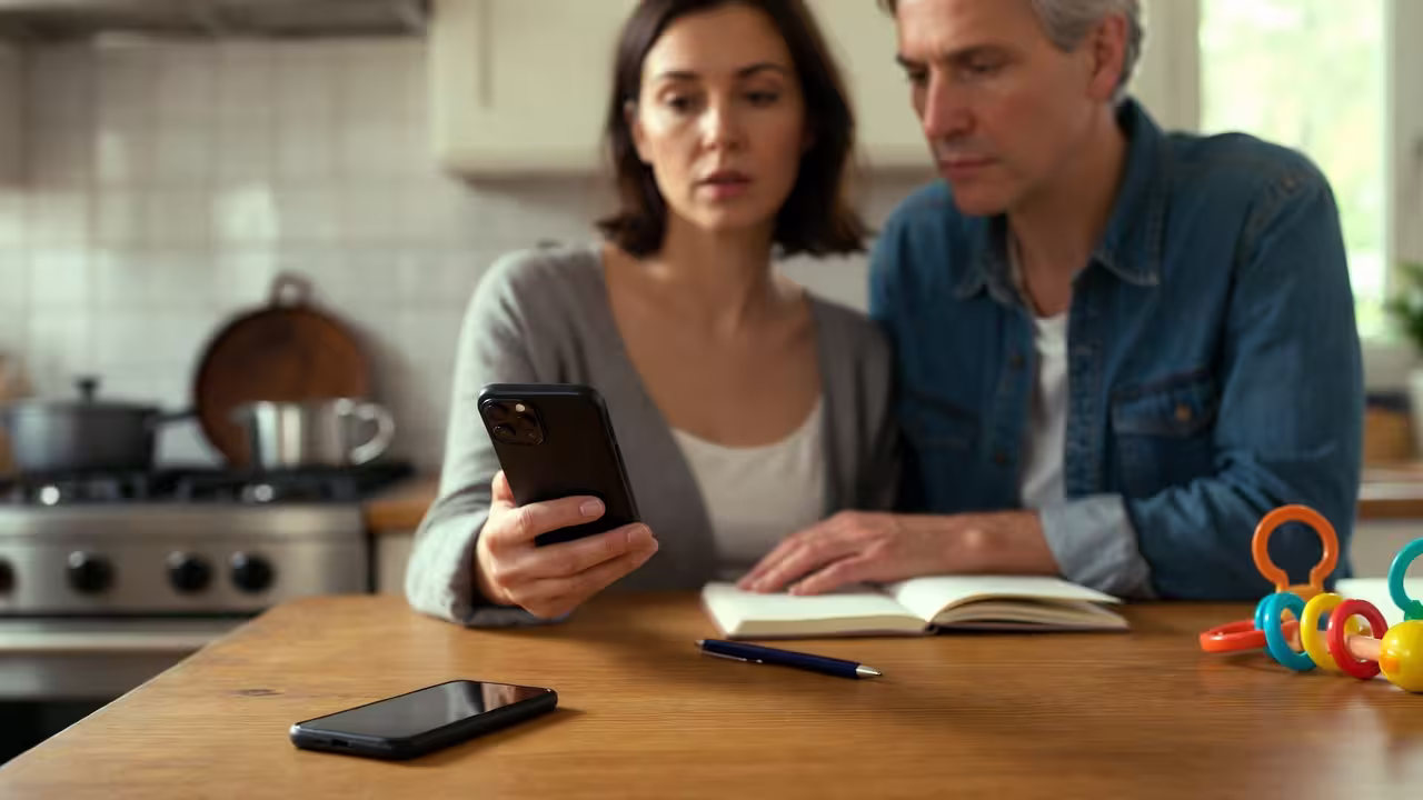 Parent at home with a notebook and phone, preparing to call Early Intervention.