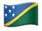 Flag of Solomon Islands with blue, green, and yellow diagonal sections and five white stars.