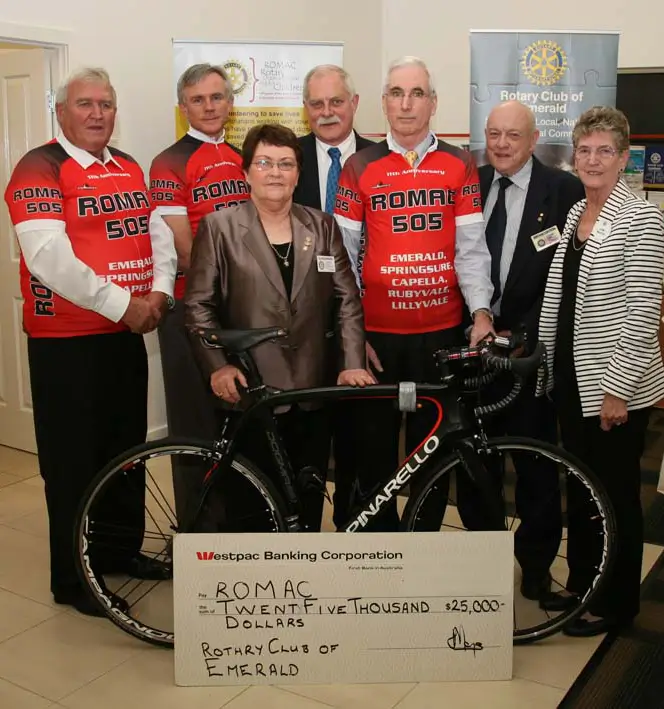A group of people with a bicycle at the forefront.