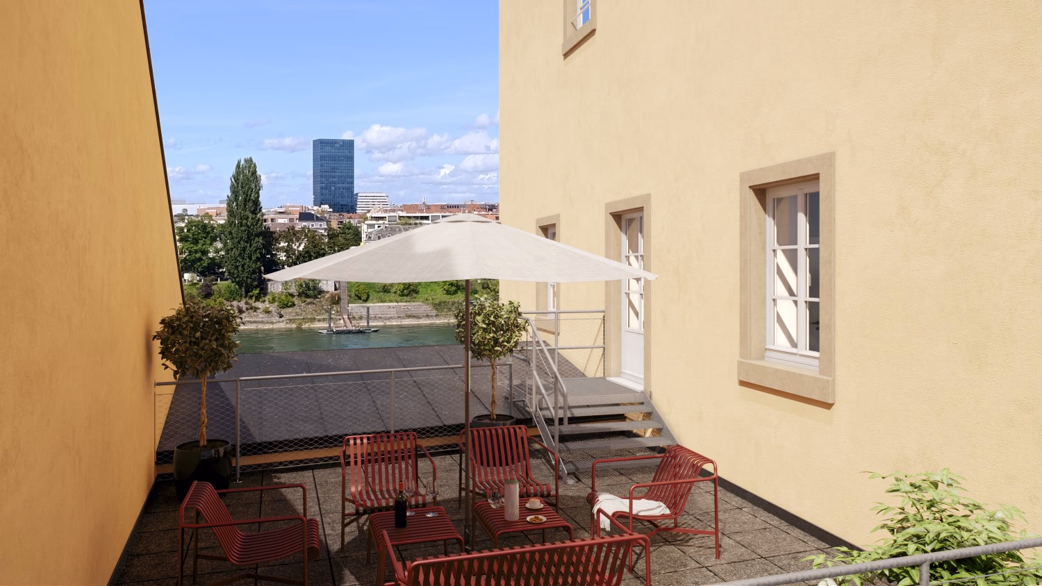 Dachterrasse mit Rheinblick