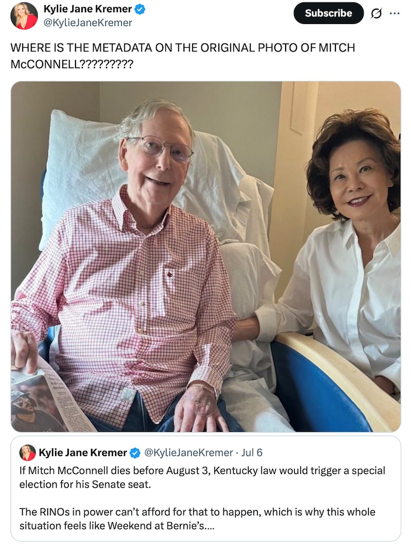 A Republican questions McConnell's photo.
