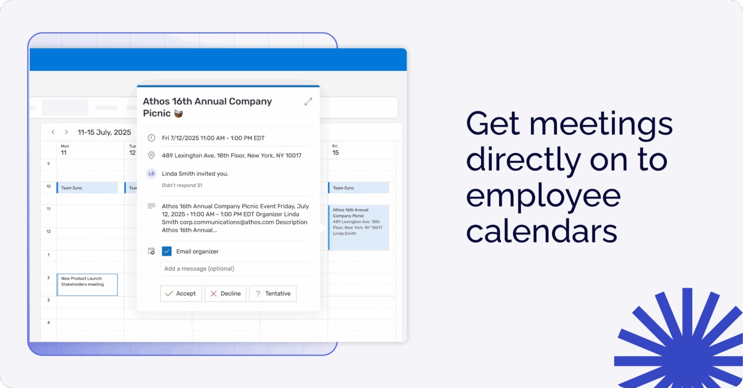 Direct meetings on employee calendars