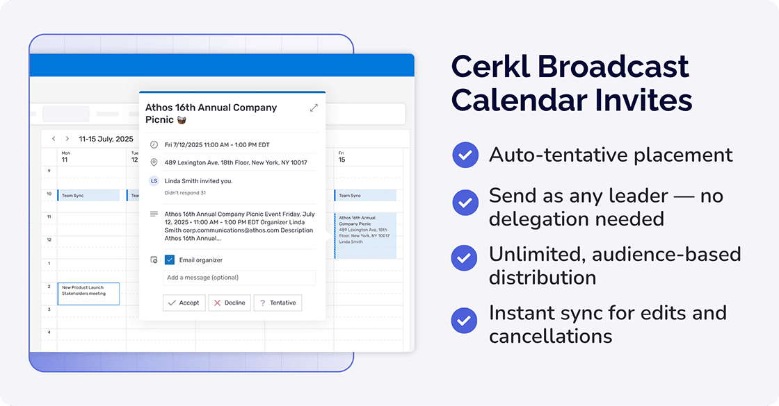 Cerkl Broadcast Calendar Invites