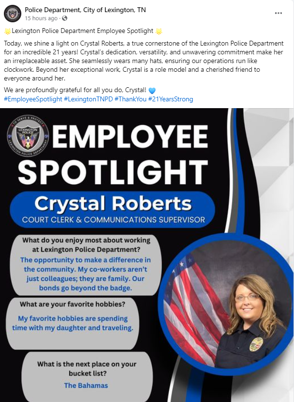 Lexington Police Department Employee Spotlight