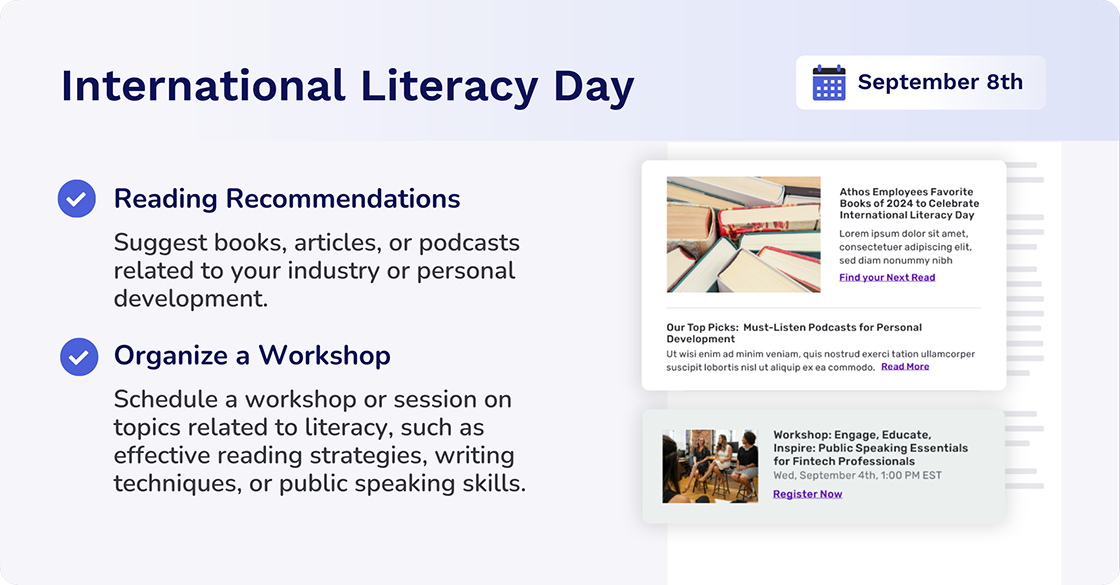 International Literacy Day newsletter ideas