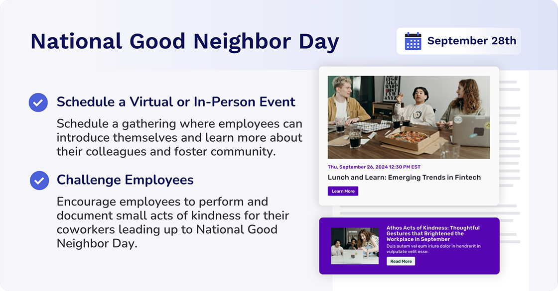 National Good Neighbor Day Newsletter ideas
