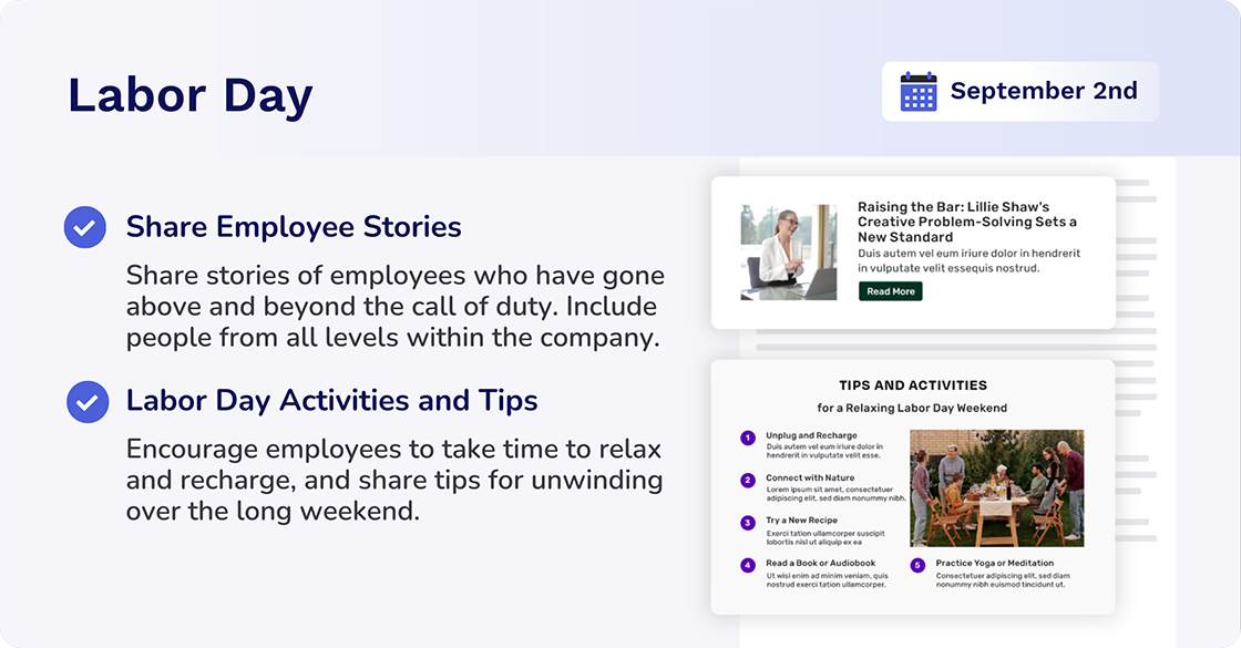 Labor Day Newsletter Ideas