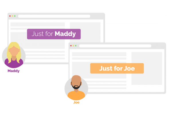 Personalized Tabs with curated content for Maddy and Joe