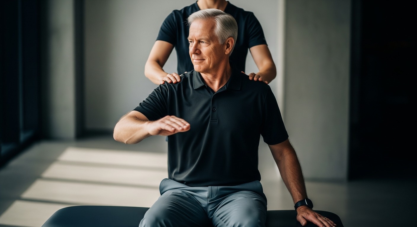 Senior man receiving Muscle Activation Technique at Apex to restore strength and improve mobility.