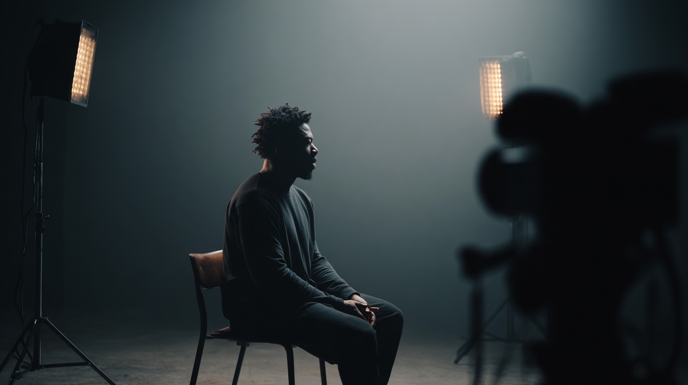 interview homme sur un plateau de tournage