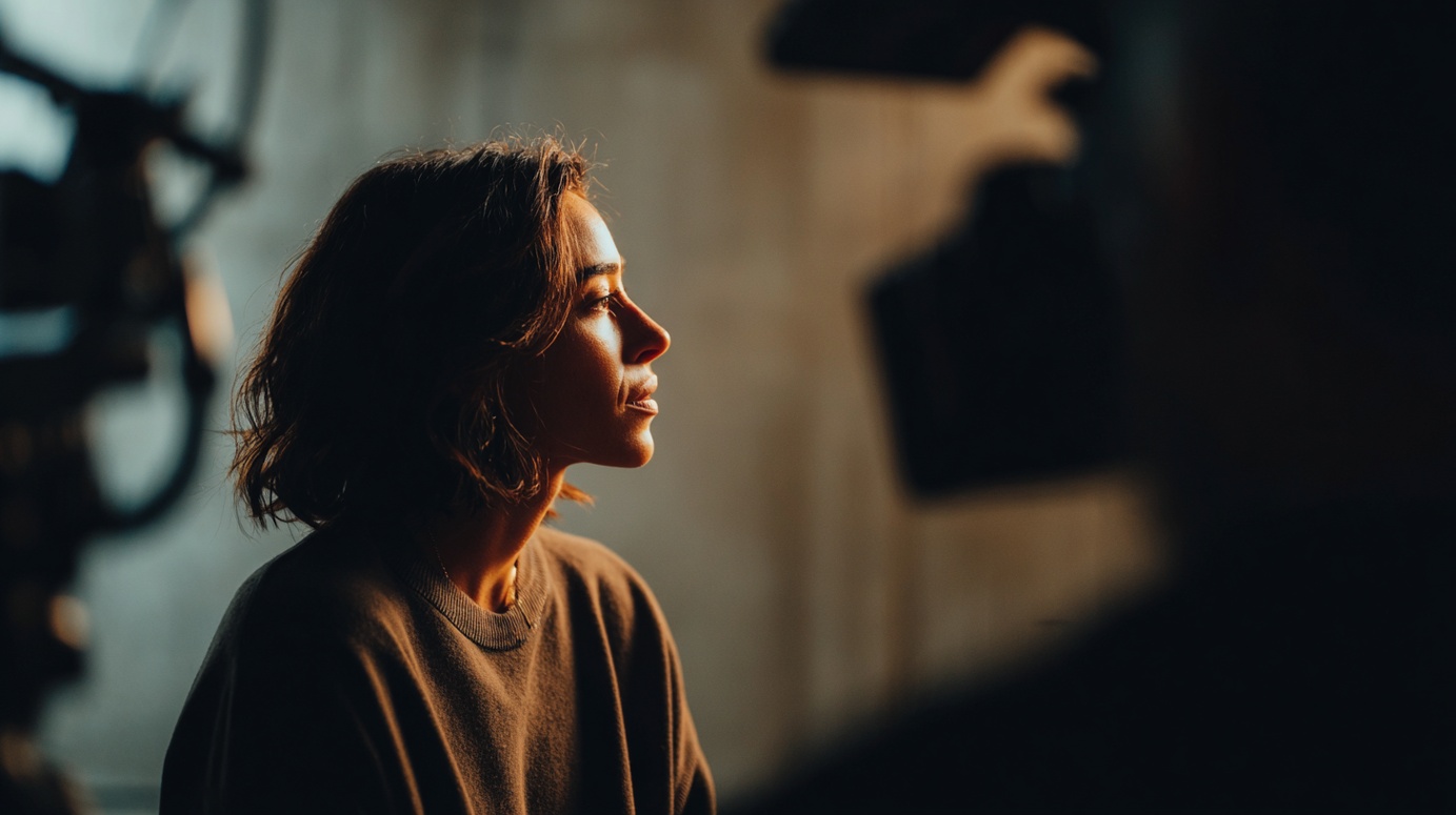 femme sur un plateau de tournage