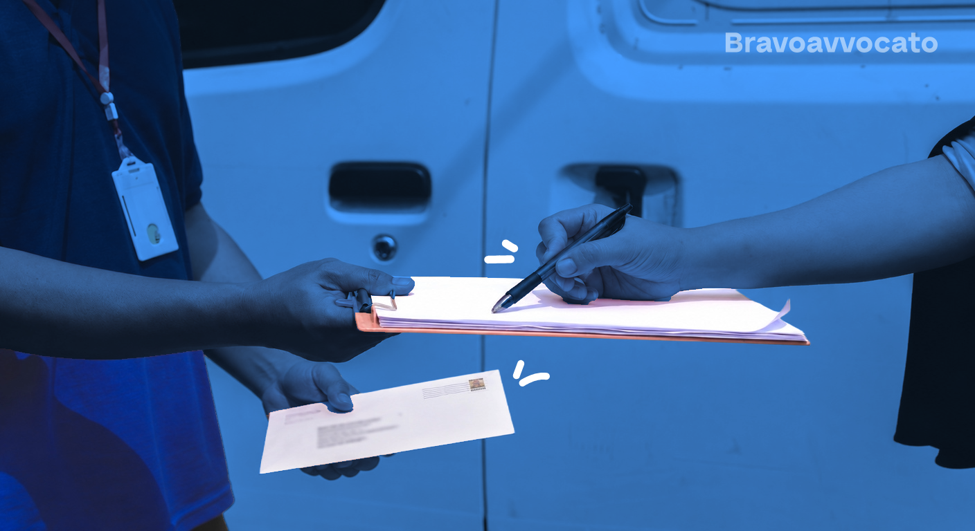 Firma per la ricezione di una lettera consegnata da un addetto alle consegne.