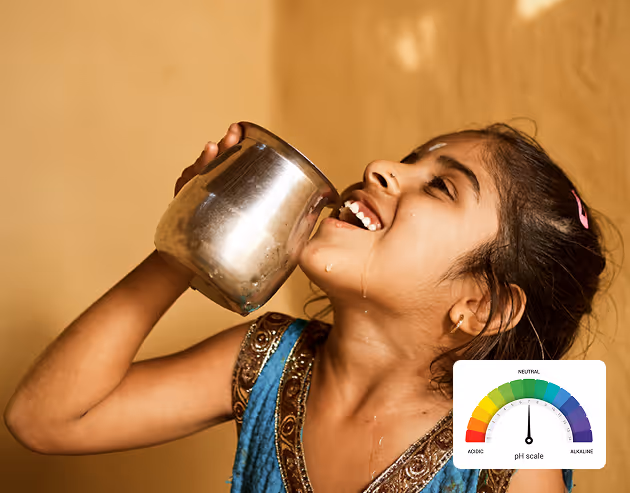 Girl drinking pure water.