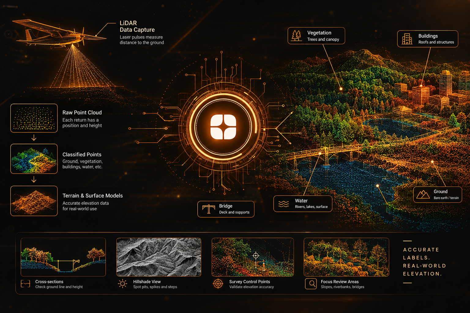 LiDAR Terrain and Elevation Labeling for 3D Geospatial Models