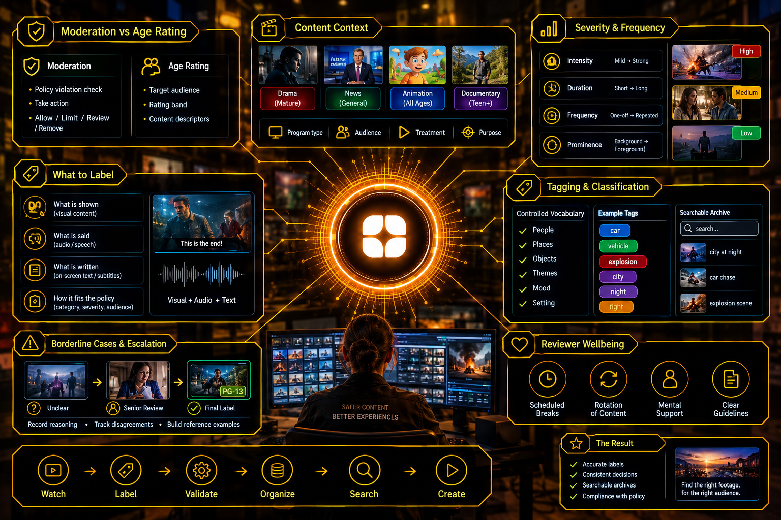 Video Content Moderation and Age-Rating Labeling: Context Decides the Category