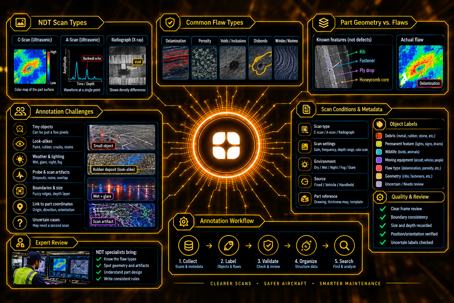 Non-Destructive Testing Scan Annotation for Composite Parts: Labeling What the Eye Cannot See