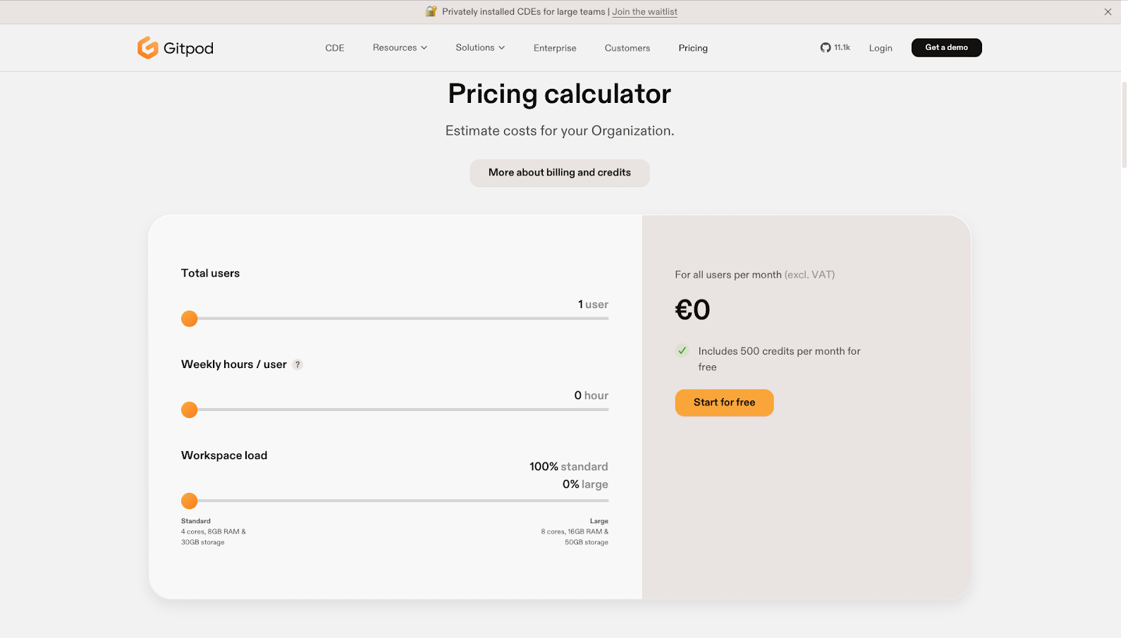 gitpod pricing calculator