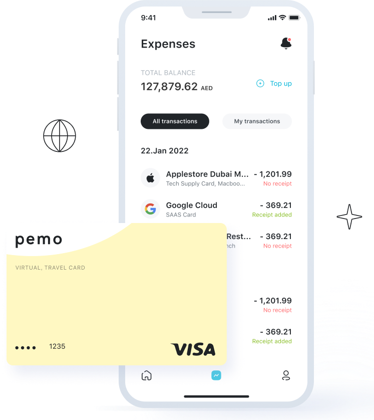 Pemo card and phone view